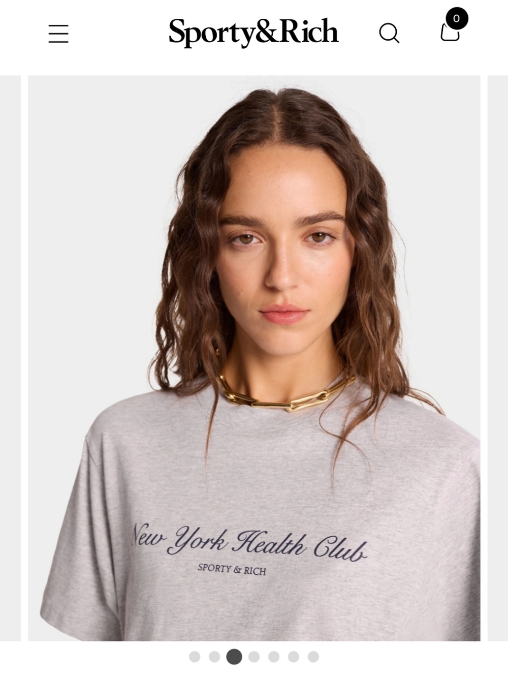 Sporty & Rich NY Health Club T-Shirt - Heather Gray/Navy - Picture 2 of 5